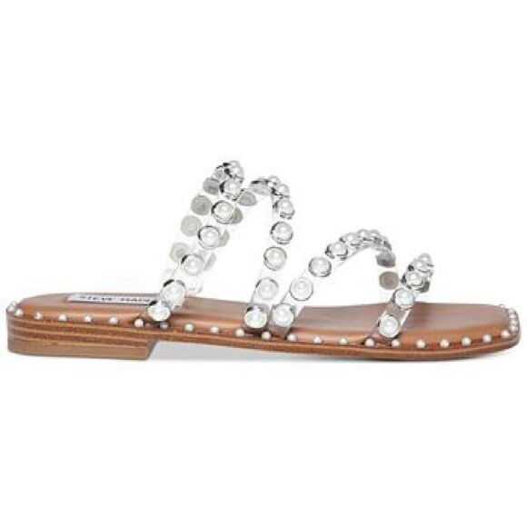 Steve Madden Womens Skyler Embellished Square Toe Flat Sandals Shoes NWT - Picture 2 of 3
